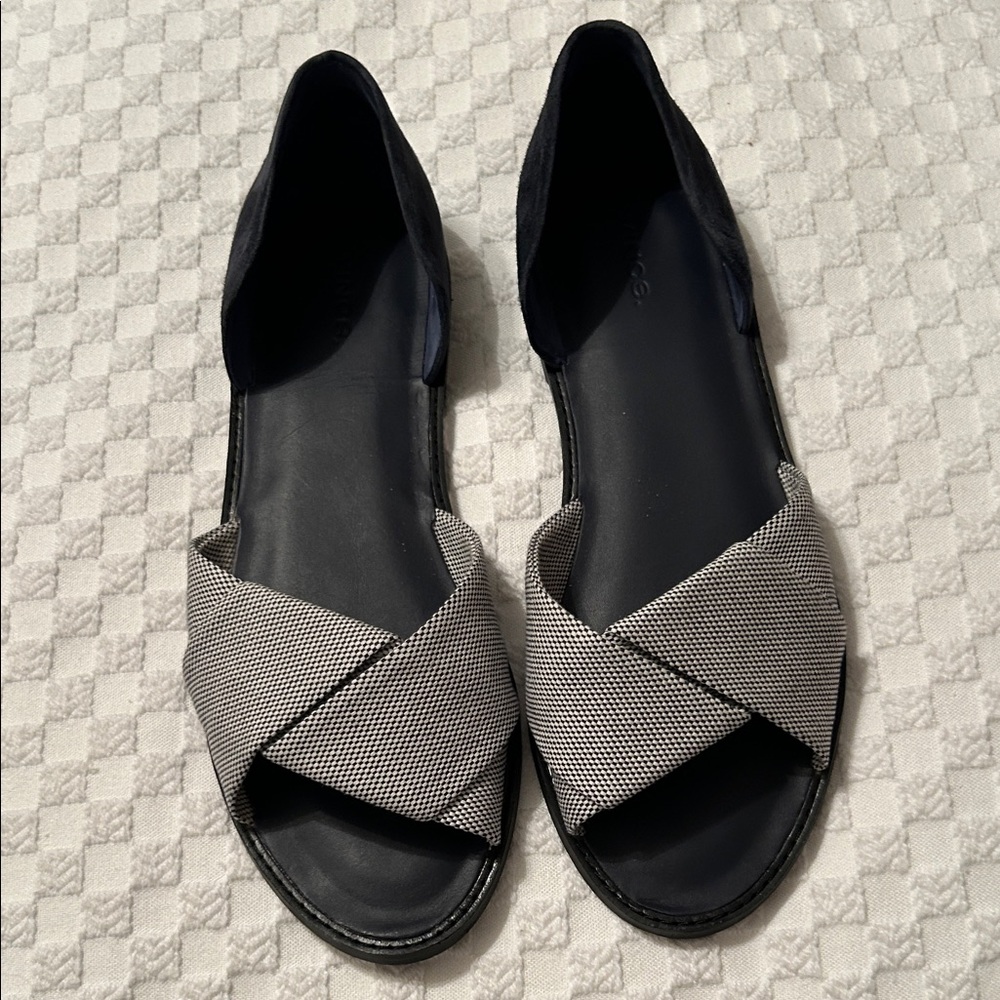 Vince Navy Open-Toe Cross-Strap Sandals